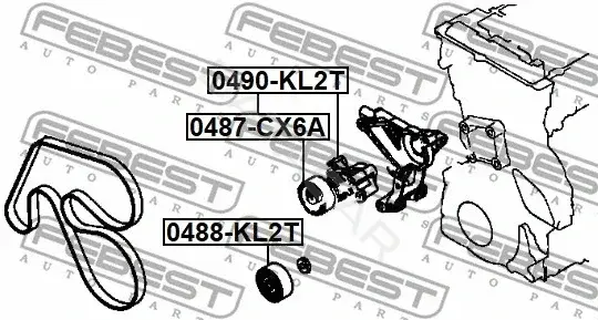 Натяжной ролик ГРМ FEBEST 0488-KL2T