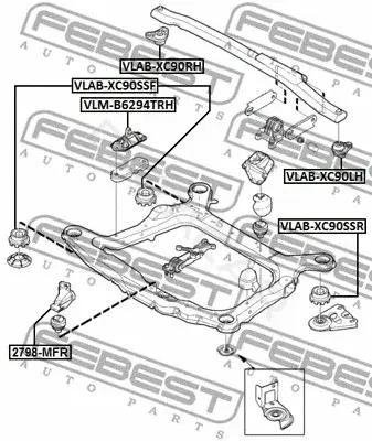 Подушка двигателя (Опора) FEBEST VLM-B6294TRH