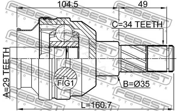 Шрус FEBEST 1011-T300MTLH