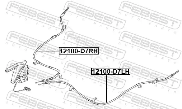 Трос ручника FEBEST 12100-D7RH