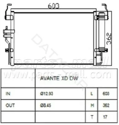 Радиатор кондиционера PARTS-MALL PXNCA-073