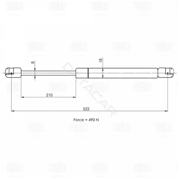 Амортизатор крышки багажника, капота, заднего стекла TRIALLI GS1851