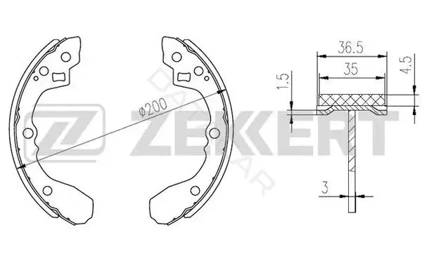 Барабанные колодки ZEKKERT BK-4250