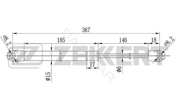 Амортизатор крышки багажника, капота, заднего стекла ZEKKERT GF-1005