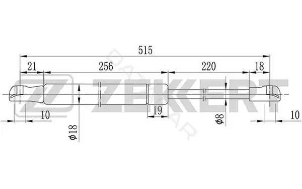 Амортизатор крышки багажника, капота, заднего стекла ZEKKERT GF-1032