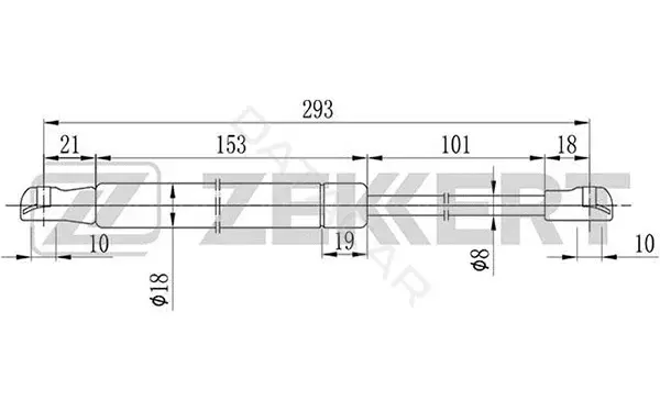 Амортизатор крышки багажника, капота, заднего стекла ZEKKERT GF-1034