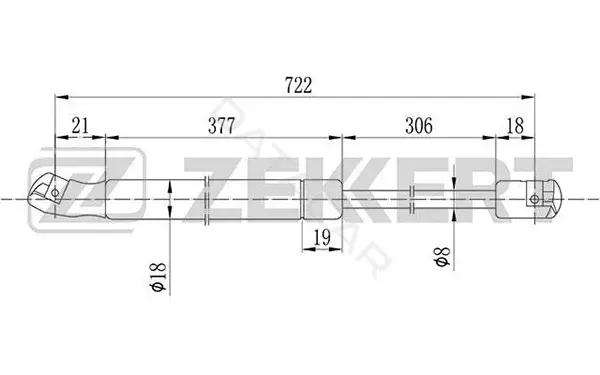 Амортизатор крышки багажника, капота, заднего стекла ZEKKERT GF-1064
