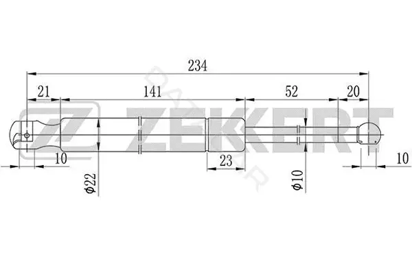 Амортизатор крышки багажника, капота, заднего стекла ZEKKERT GF-1589
