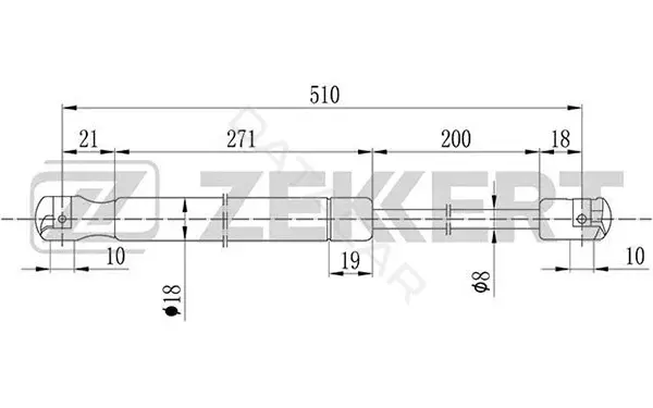 Амортизатор крышки багажника, капота, заднего стекла ZEKKERT GF-1618
