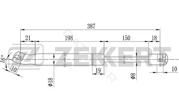 Амортизатор крышки багажника, капота, заднего стекла ZEKKERT GF-1798