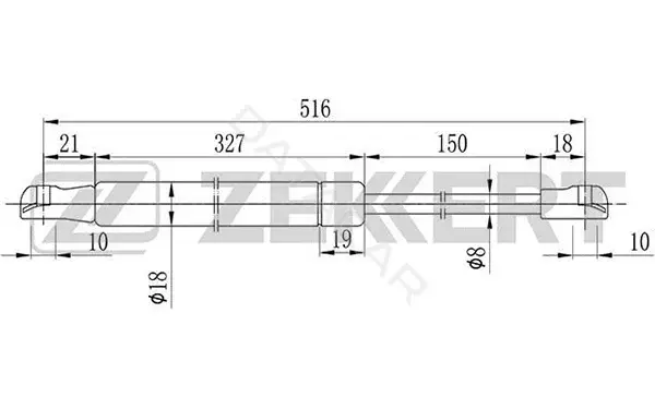 Амортизатор крышки багажника, капота, заднего стекла ZEKKERT GF-2027