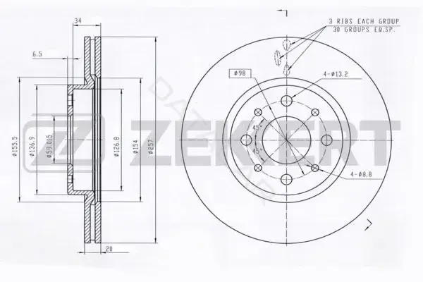 Тормозные диски ZEKKERT BS-5008