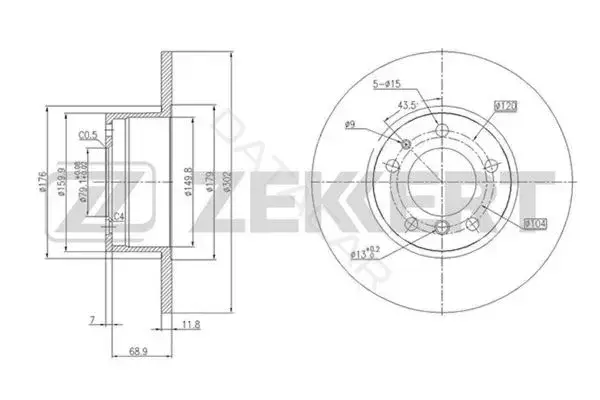 Тормозные диски ZEKKERT BS-5018