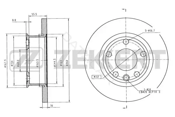 Тормозные диски ZEKKERT BS-5096
