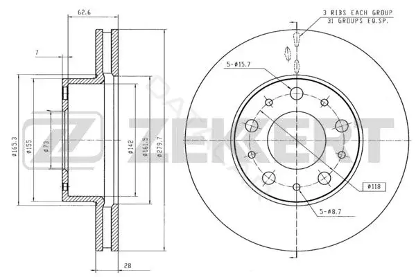 Тормозные диски ZEKKERT BS-5108