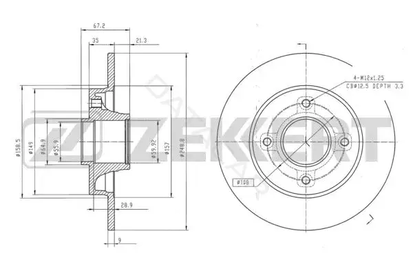 Тормозные диски ZEKKERT BS-5216