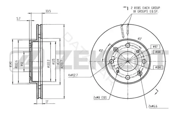 Тормозные диски ZEKKERT BS-5462