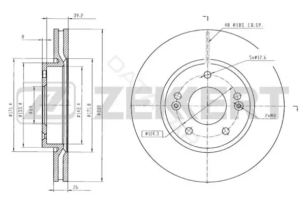 Тормозные диски ZEKKERT BS-5119B