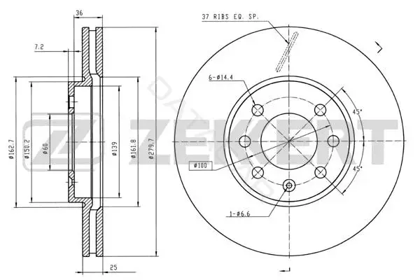Тормозные диски ZEKKERT BS-5307B