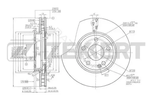 Тормозные диски ZEKKERT BS-5886