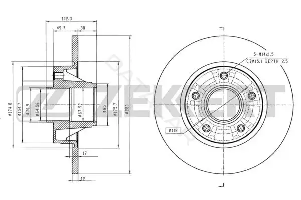 Тормозные диски ZEKKERT BS-6072