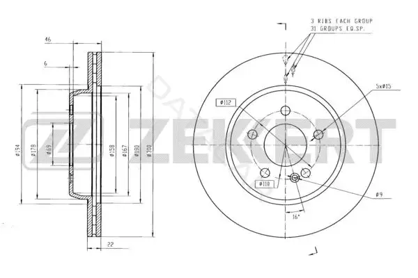 Тормозные диски ZEKKERT BS-6312