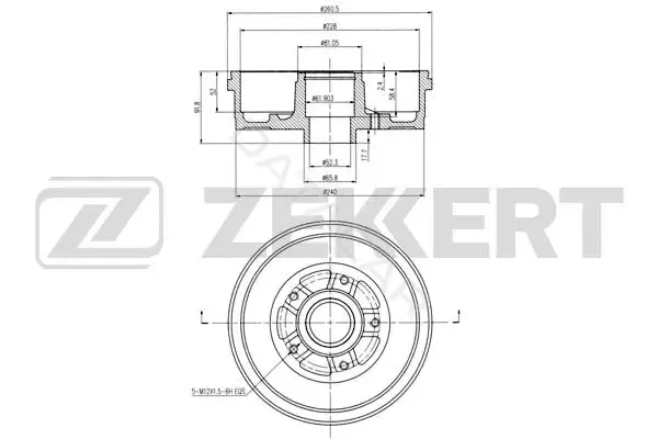Тормозной барабан ZEKKERT BS-6282