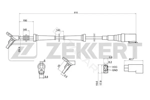 Датчик АБС ZEKKERT SE-6061