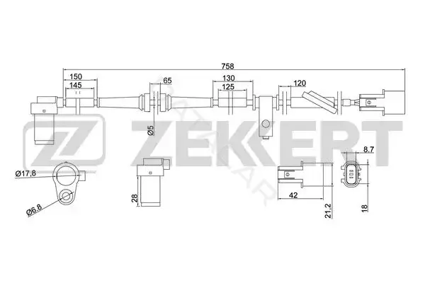 Датчик АБС ZEKKERT SE-6086