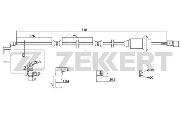 Датчик АБС ZEKKERT SE-6128