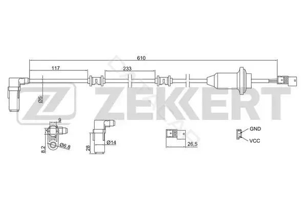 Датчик АБС ZEKKERT SE-6129