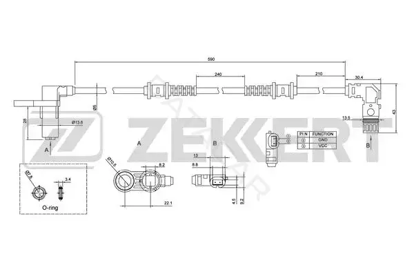 Датчик АБС ZEKKERT SE-6130