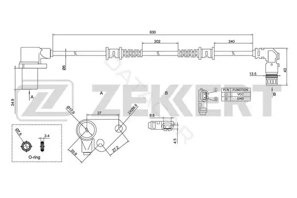 Датчик АБС ZEKKERT SE-6136