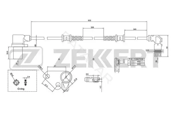Датчик АБС ZEKKERT SE-6137