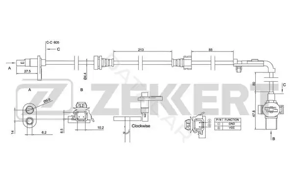 Датчик АБС ZEKKERT SE-6150