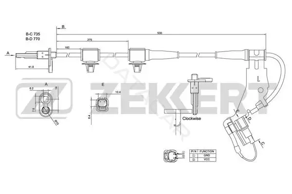 Датчик АБС ZEKKERT SE-6153