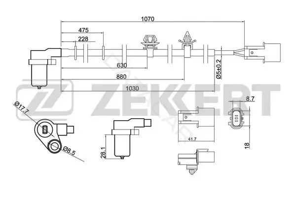 Датчик АБС ZEKKERT SE-6157