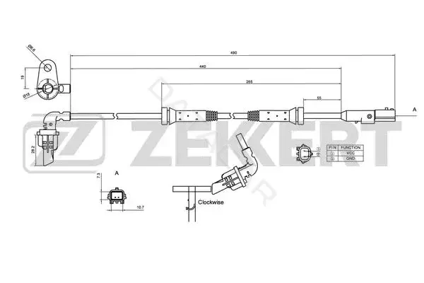 Датчик АБС ZEKKERT SE-6174