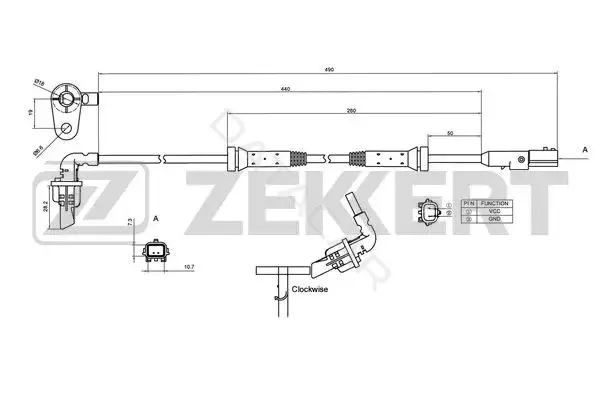Датчик АБС ZEKKERT SE-6175