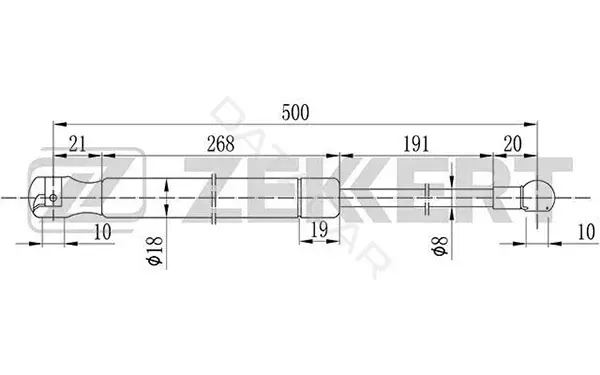 Амортизатор крышки багажника, капота, заднего стекла ZEKKERT GF-2089