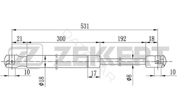 Амортизатор крышки багажника, капота, заднего стекла ZEKKERT GF-2097