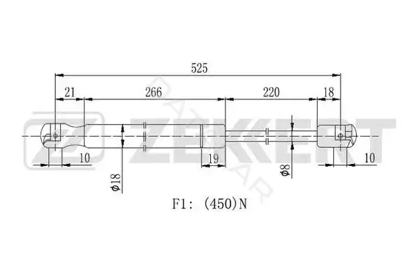 Амортизатор крышки багажника, капота, заднего стекла ZEKKERT GF-2120