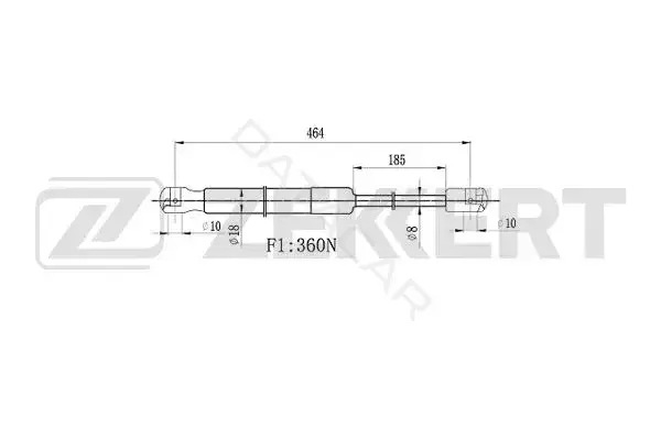 Амортизатор крышки багажника, капота, заднего стекла ZEKKERT GF-2259
