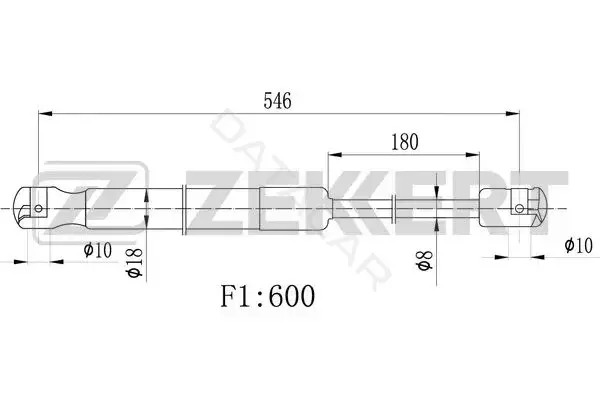 Амортизатор крышки багажника, капота, заднего стекла ZEKKERT GF-2469