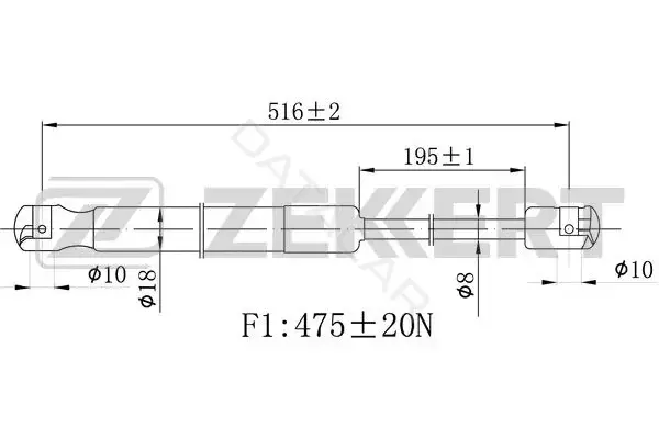 Амортизатор крышки багажника, капота, заднего стекла ZEKKERT GF-2479