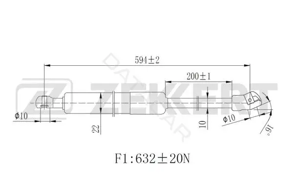 Амортизатор крышки багажника, капота, заднего стекла ZEKKERT GF-2503
