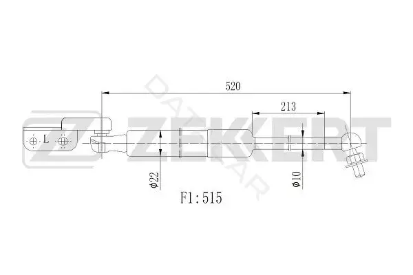 Амортизатор крышки багажника, капота, заднего стекла ZEKKERT GF-2506
