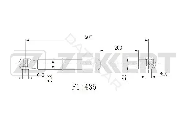 Амортизатор крышки багажника, капота, заднего стекла ZEKKERT GF-2508