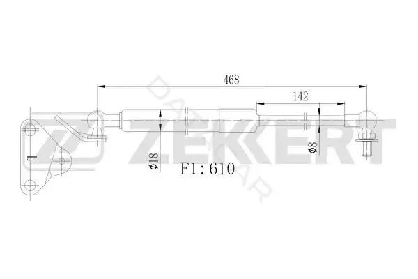 Амортизатор крышки багажника, капота, заднего стекла ZEKKERT GF-2525