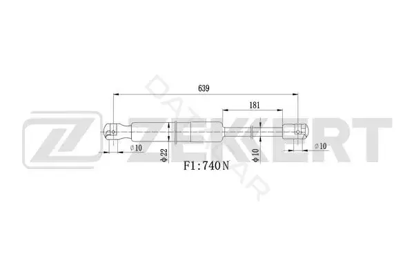 Амортизатор крышки багажника, капота, заднего стекла ZEKKERT GF-2546